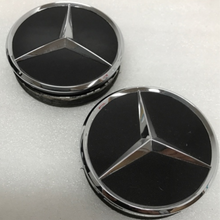 Load image into Gallery viewer, Set of 2 Mercedes-Benz Black Wheel Hub Center Caps 4bd211f0