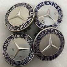 Load image into Gallery viewer, Set of 4 Mercedes 75MM Classic Dark Blue Wheel Center Hub Caps bf8f3550