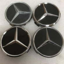 Load image into Gallery viewer, Set of 4 Mercedes-Benz Matte Black Wheel Center Hub Caps 3d7e8d07