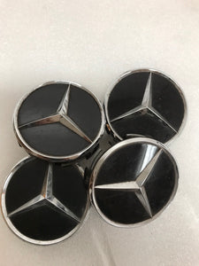 4x Mercedes-Benz Matte Black Wheel Center Hub Caps 75mm 31f18487
