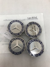 Load image into Gallery viewer, Set of 4 Mercedes 75MM Classic Dark Blue Wheel Center Caps AMG Wreath 93ccbd68