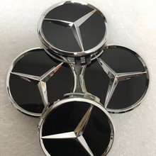 Load image into Gallery viewer, Set of 4 Mercedes-Benz Matte Black Wheel Center Hub Caps 75mm 17b4f4dc