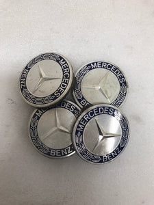 Set of 4 Mercedes 75MM Classic Dark Blue Wheel Center Hub Caps 56fb1998