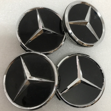 Load image into Gallery viewer, Set of 4 Mercedes-Benz Matte Black Wheel Center Hub Caps 75mm 040a7d0b