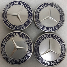 Load image into Gallery viewer, Set of 4 Mercedes 75MM Classic Dark Blue Wheel Center Hub Caps 6e6d7485