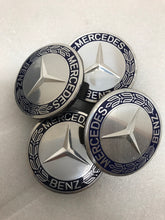 Load image into Gallery viewer, Set of 4 Mercedes 75MM Classic Dark Blue Wheel Center Hub Caps a7e29872