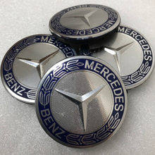 Load image into Gallery viewer, Set of 4 Mercedes 75MM Classic Dark Blue Wheel Center Hub Caps 36f9d016