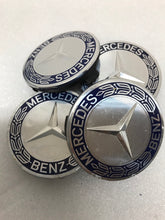 Load image into Gallery viewer, Set of 4 Mercedes 75MM Classic Dark Blue Wheel Center Hub Caps df57ccf3