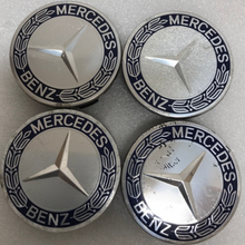Load image into Gallery viewer, Set of 4 Mercedes 75MM Classic Dark Blue Wheel Center Hub Caps fb73984b