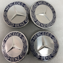 Load image into Gallery viewer, Set of 4 Mercedes Classic Dark Blue Wheel Center Hub Caps AMG Wreath 1006c79d