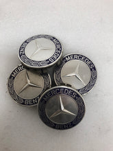 Load image into Gallery viewer, Set of 4 Mercedes Classic Dark Blue Wheel Center Hub Caps AMG Wreath d05a5b14