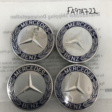 Load image into Gallery viewer, Set of 4 Mercedes-Benz Classic Dark Blue Wheel Center Caps AMG Wreath fa91a722