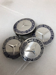 Set of 4 Mercedes 75MM Classic Dark Blue Wheel Center Hub Caps 6c77f5f5