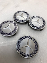 Load image into Gallery viewer, Set of 4 Mercedes 75MM Classic Dark Blue Wheel Center Hub Caps bc38e4ef