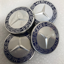 Load image into Gallery viewer, Set of 4 Mercedes 75MM Classic Dark Blue Wheel Center Hub Caps AMG b3a8998e