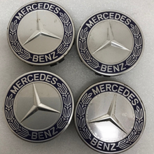 Load image into Gallery viewer, Set of 4 Mercedes 75MM Classic Dark Blue Wheel Center Hub Caps 49095588