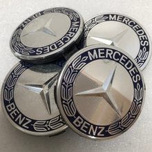 Load image into Gallery viewer, Set of 4 Mercedes 75MM Classic Dark Blue Wheel Center Hub Caps 7aa63f37