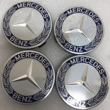 Load image into Gallery viewer, Set of 4 Mercedes 75MM Classic Dark Blue Wheel Center Hub Caps 19460d7c