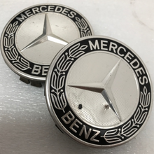 Load image into Gallery viewer, Set of 2 Mercedes 75MM Classic Dark Wheel Center Hub Caps AMG Wreath dd6980c2