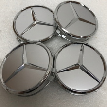 Load image into Gallery viewer, Set of 4 Mercedes-Benz Silver Wheel Center Hub Caps 6e2f76a0