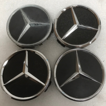 Load image into Gallery viewer, Set of 4 Mercedes-Benz Matte Black Wheel Center Hub Caps 3d7e8d07