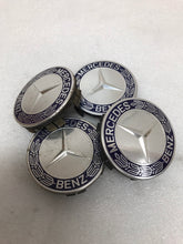 Load image into Gallery viewer, Set of 4 Mercedes Classic Dark Blue Wheel Center Hub Caps AMG Wreath 76f2cc15