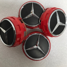 Load image into Gallery viewer, Set of 4 Mercedes-Benz AMG 75mm Red Surround Wheel Center Cap b24aa877