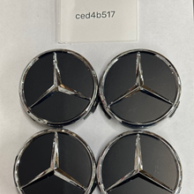 Load image into Gallery viewer, Set of 4 Mercedes-Benz Matte Black Wheel Center Hubcap 75mm ced4b517