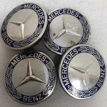 Load image into Gallery viewer, Set of 4 Mercedes Classic Dark Blue Wheel Center Hub Caps AMG Wreath a539ea04