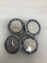 Load image into Gallery viewer, Set of 4 Mercedes Classic Dark Blue Wheel Center Hub Caps AMG Wreath 78e11c52