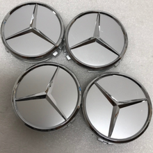 Load image into Gallery viewer, Set of 4 Mercedes-Benz Silver Wheel Center Hub Caps ab9ea5fa