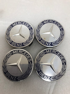 Set of 4 Mercedes 75MM Classic Dark Blue Wheel Center Hub Caps 6c77f5f5