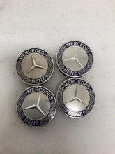 Load image into Gallery viewer, Set of 4 Mercedes Classic Dark Blue Wheel Center Hub Caps AMG Wreath d05a5b14