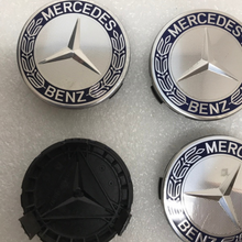 Load image into Gallery viewer, 4PC Mercedes 75MM Classic Dark Blue Wheel Center Hub Caps AMG Wreath 331c6574