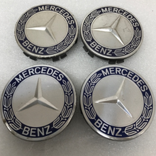 Load image into Gallery viewer, Set of 4 Mercedes 75MM Classic Dark Blue Wheel Center Hub Caps AMG ebb03f8