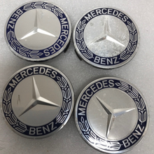 Load image into Gallery viewer, Set of 4 Mercedes 75MM Classic Dark Blue Wheel Center Hub Caps 3c1e018a