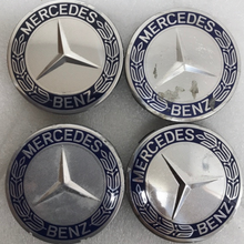 Load image into Gallery viewer, Set of 4 Mercedes 75MM Classic Dark Blue Wheel Center Hub Caps 05915b16