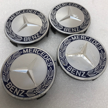 Load image into Gallery viewer, Set of 4 Mercedes 75MM Classic Dark Blue Wheel Center Hub Caps 5093bb96