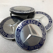 Load image into Gallery viewer, Set of 4 Mercedes 75MM Classic Dark Blue Wheel Center Hub Caps 89f014db