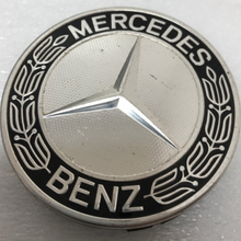 Load image into Gallery viewer, Set of 2 Mercedes 75MM Classic Dark Wheel Center Hub Caps AMG Wreath dd6980c2
