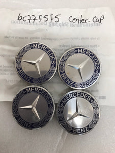 Set of 4 Mercedes 75MM Classic Dark Blue Wheel Center Hub Caps 6c77f5f5