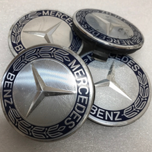 Load image into Gallery viewer, Set of 4 Mercedes 75MM Classic Dark Blue Wheel Center Hub Caps fb73984b