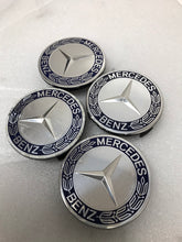 Load image into Gallery viewer, Set of 4 Mercedes 75MM Classic Dark Blue Wheel Center Hub Caps df57ccf3