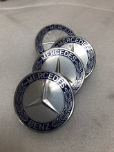 Load image into Gallery viewer, Set of 4 Mercedes 75MM Classic Dark Blue Wheel Center Hub Caps 7b982f74