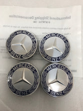 Load image into Gallery viewer, Set of 4 Mercedes 75MM Classic Dark Blue Wheel Center Hub Caps a479f9f8