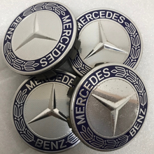 Load image into Gallery viewer, Set of 4 Mercedes 75MM Classic Dark Blue Wheel Center Hub Caps f364e4a5
