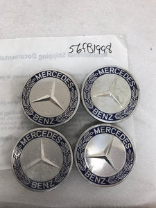 Set of 4 Mercedes 75MM Classic Dark Blue Wheel Center Hub Caps 56fb1998