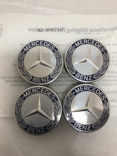 Load image into Gallery viewer, Set of 4 Mercedes 75MM Classic Dark Blue Wheel Center Hub Caps dfae7437