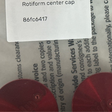 Load image into Gallery viewer, Set of 2 ROTIFORM Red center caps 86fc6417