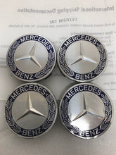 Load image into Gallery viewer, Set of 4 Mercedes 75MM Classic Dark Blue Wheel Center Hub Caps df57ccf3